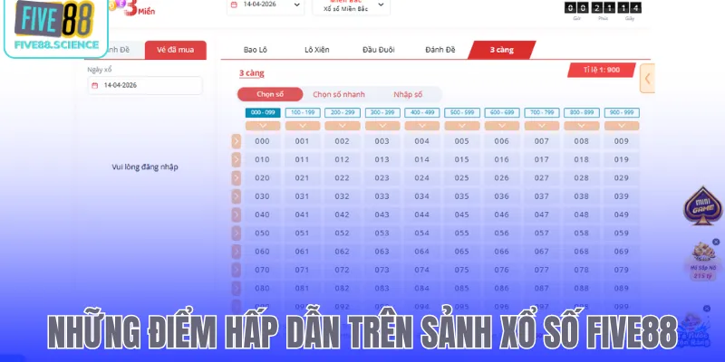 Những điểm hấp dẫn trên sảnh xổ số Five88