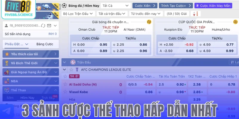 3 sảnh cược thể thao hấp dẫn nhất