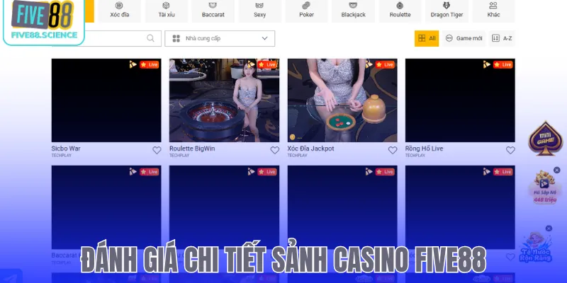 Đánh giá chi tiết sảnh casino Five88