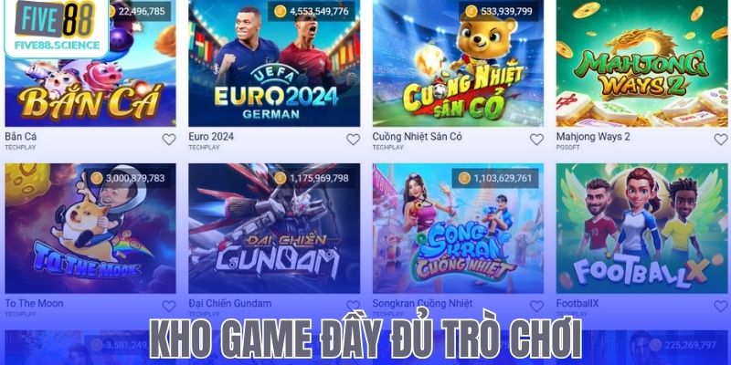 Kho game đỉnh cao được tích hợp đầy đủ