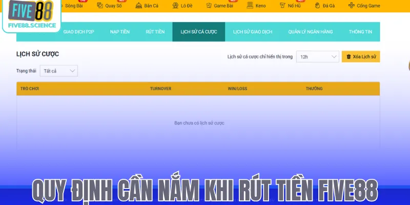 Quy định cần nắm khi rút tiền Five88