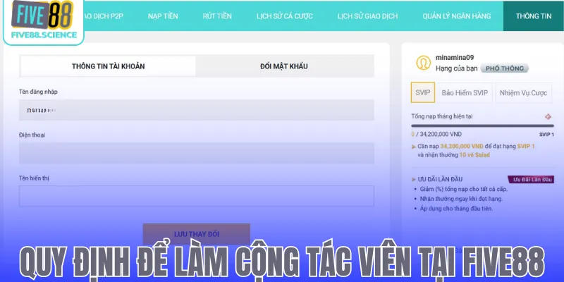 Quy định để làm cộng tác viên tại Five88